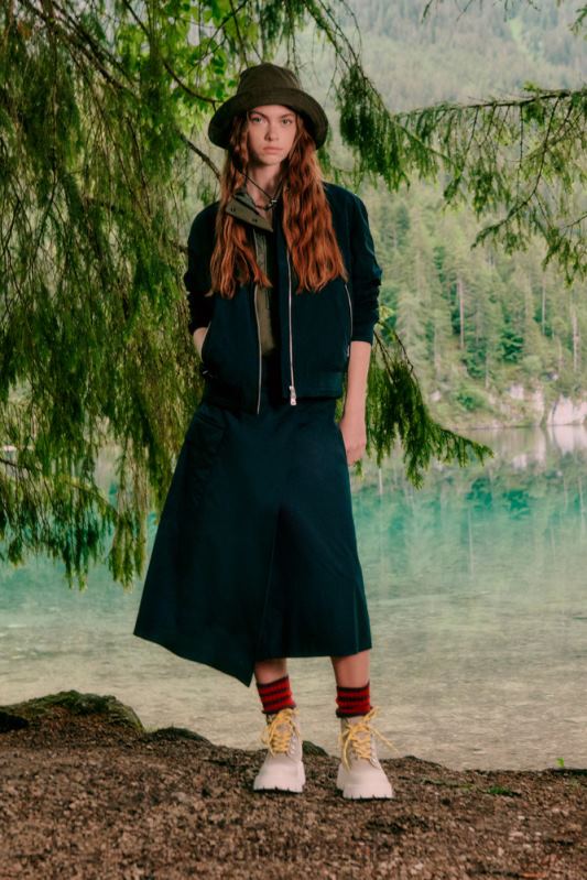 wikkelrok van popeline van zuiver katoen Woolrich vrouwen 8TTN0327 Melton blauw kleding