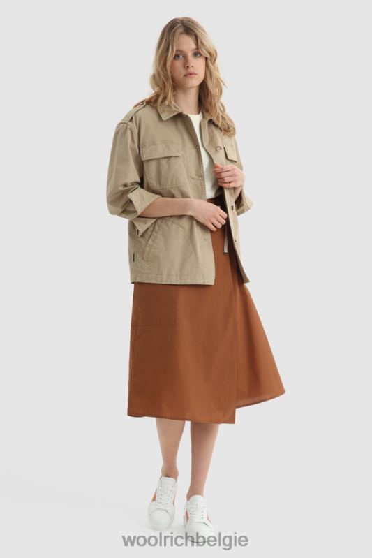 wikkelrok van popeline van zuiver katoen Woolrich vrouwen 8TTN0333 roestbruin kleding
