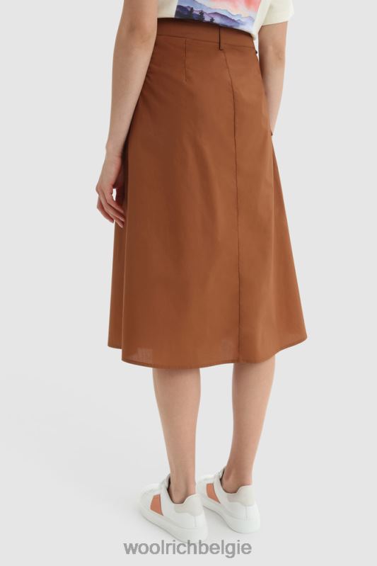 wikkelrok van popeline van zuiver katoen Woolrich vrouwen 8TTN0333 roestbruin kleding