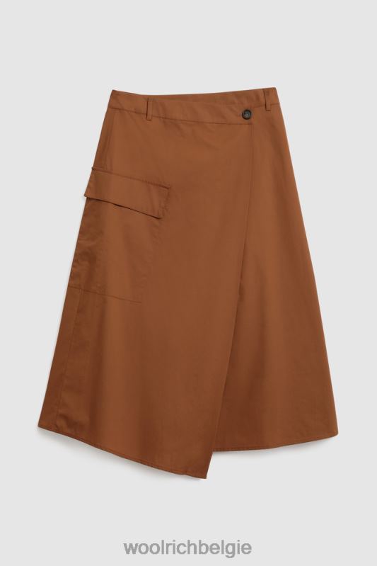 wikkelrok van popeline van zuiver katoen Woolrich vrouwen 8TTN0333 roestbruin kleding