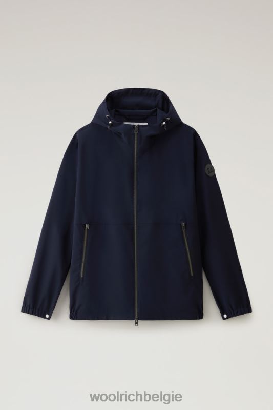 windjack van vitale barberis canonico-wol met capuchon Woolrich Heren 8TTN0594 Melton blauw kleding