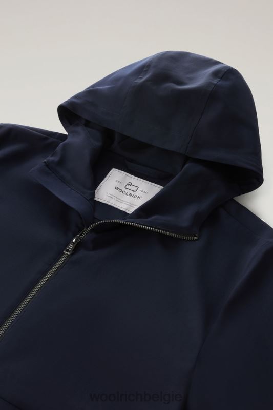 windjack van vitale barberis canonico-wol met capuchon Woolrich Heren 8TTN0594 Melton blauw kleding