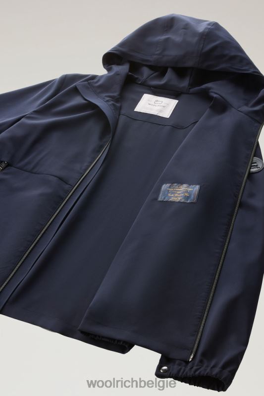 windjack van vitale barberis canonico-wol met capuchon Woolrich Heren 8TTN0594 Melton blauw kleding