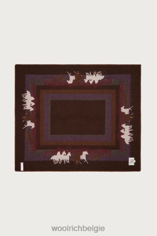 wolmixdeken met jacquard-afwerking - een dezer dagen Woolrich unisex 8TTN0734 streep zand accessoires