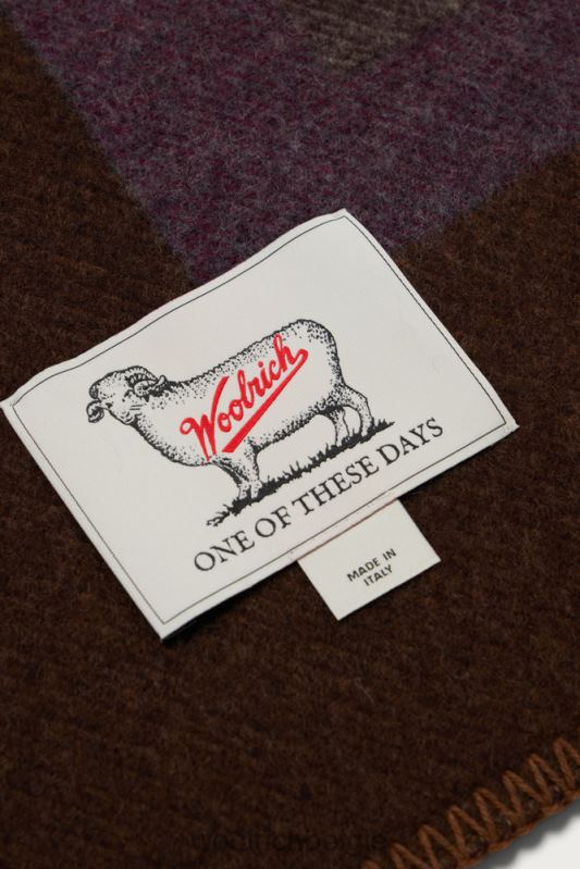 wolmixdeken met jacquard-afwerking - een dezer dagen Woolrich unisex 8TTN0734 streep zand accessoires