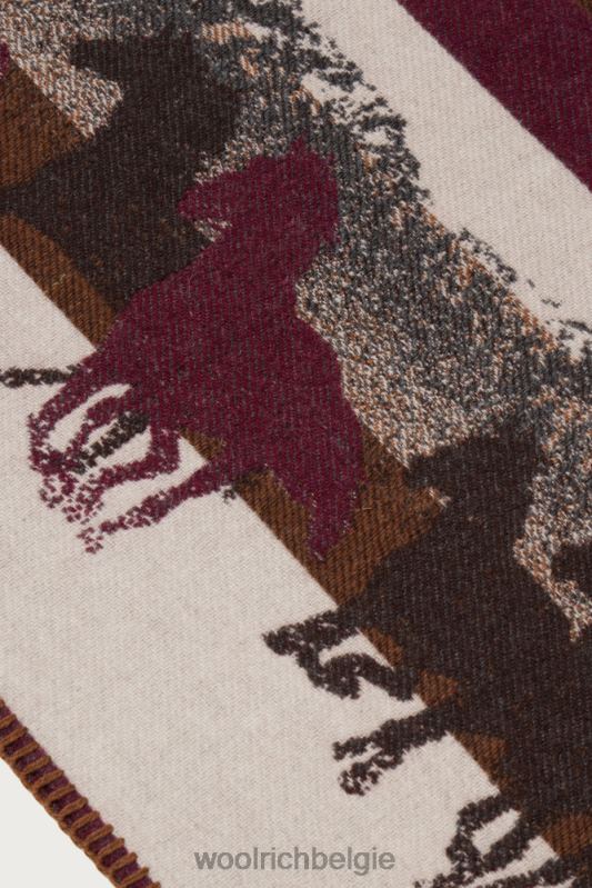 wolmixdeken met jacquard-afwerking - een dezer dagen Woolrich unisex 8TTN0734 streep zand accessoires