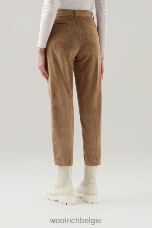zachte corduroy geplooide broek Woolrich vrouwen 8TTN0256 goud kaki kleding