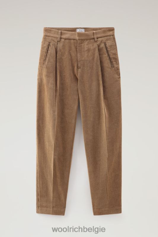 zachte corduroy geplooide broek Woolrich vrouwen 8TTN0256 goud kaki kleding