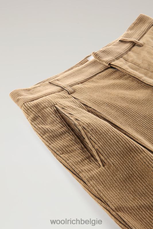 zachte corduroy geplooide broek Woolrich vrouwen 8TTN0256 goud kaki kleding
