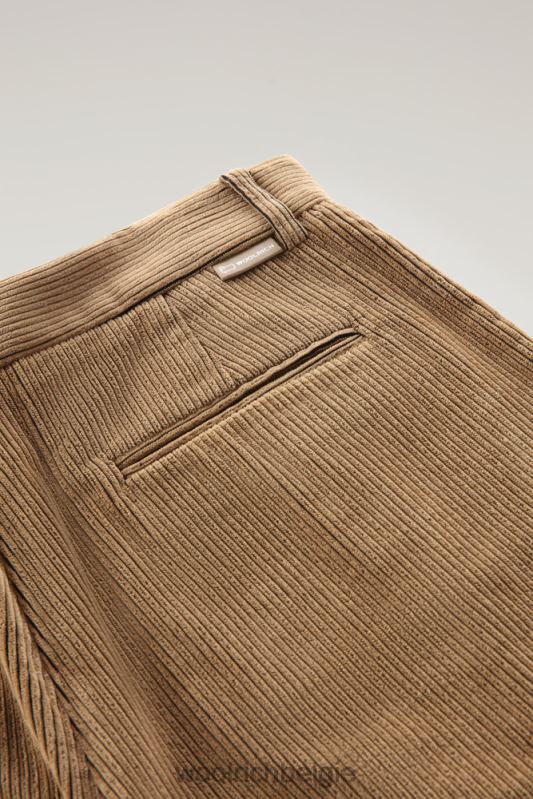 zachte corduroy geplooide broek Woolrich vrouwen 8TTN0256 goud kaki kleding