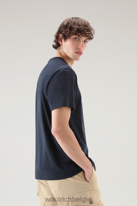 zavikon t-shirt van puur katoen Woolrich Heren 8TTN0442 Melton blauw kleding