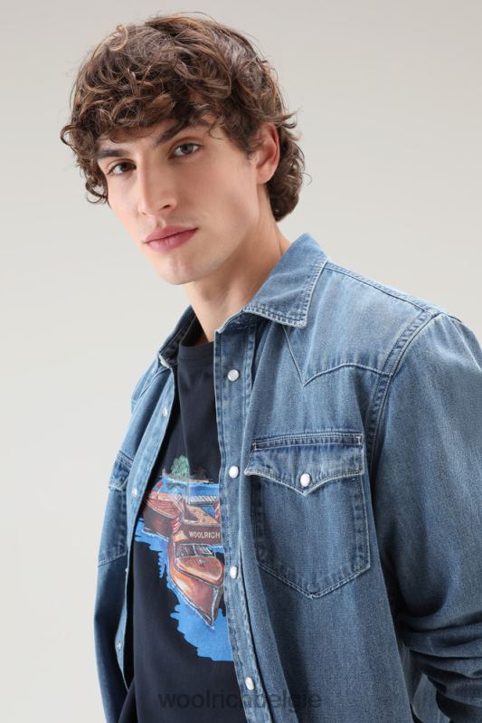 zavikon t-shirt van puur katoen Woolrich Heren 8TTN0442 Melton blauw kleding
