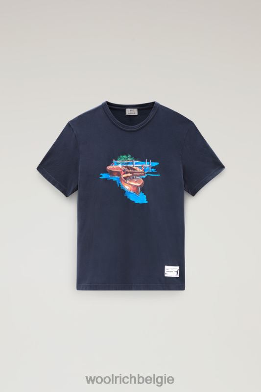 zavikon t-shirt van puur katoen Woolrich Heren 8TTN0442 Melton blauw kleding