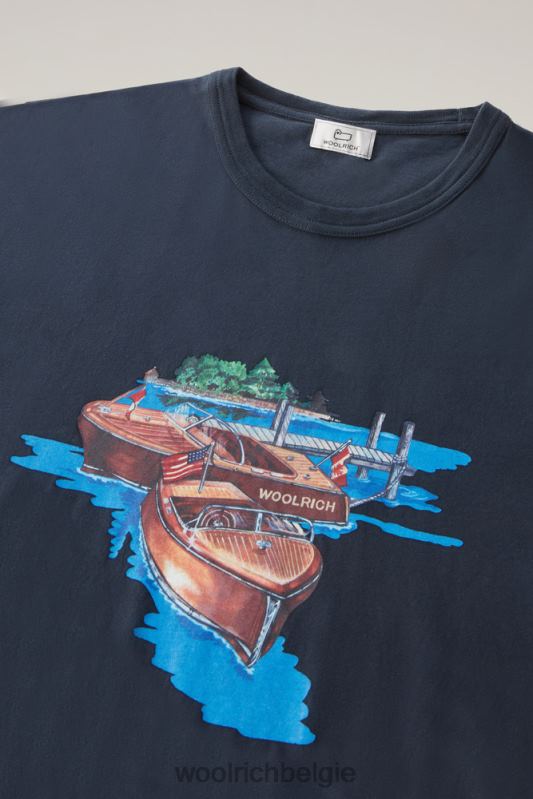 zavikon t-shirt van puur katoen Woolrich Heren 8TTN0442 Melton blauw kleding