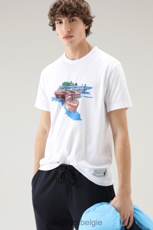 zavikon t-shirt van puur katoen Woolrich Heren 8TTN0515 Helder wit kleding