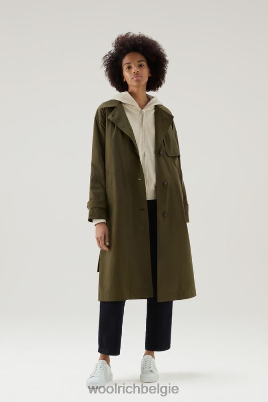 zomerse trenchcoat van urban touch-stof met tailleband Woolrich vrouwen 8TTN02 donkergroen kleding