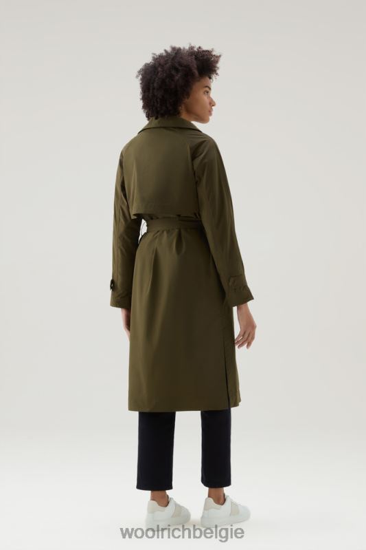 zomerse trenchcoat van urban touch-stof met tailleband Woolrich vrouwen 8TTN02 donkergroen kleding
