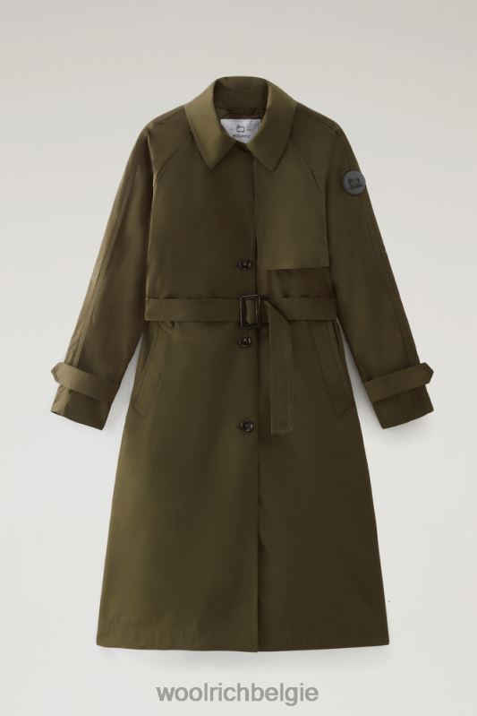zomerse trenchcoat van urban touch-stof met tailleband Woolrich vrouwen 8TTN02 donkergroen kleding