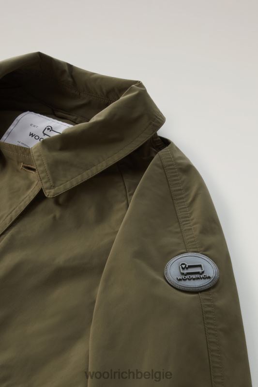 zomerse trenchcoat van urban touch-stof met tailleband Woolrich vrouwen 8TTN02 donkergroen kleding