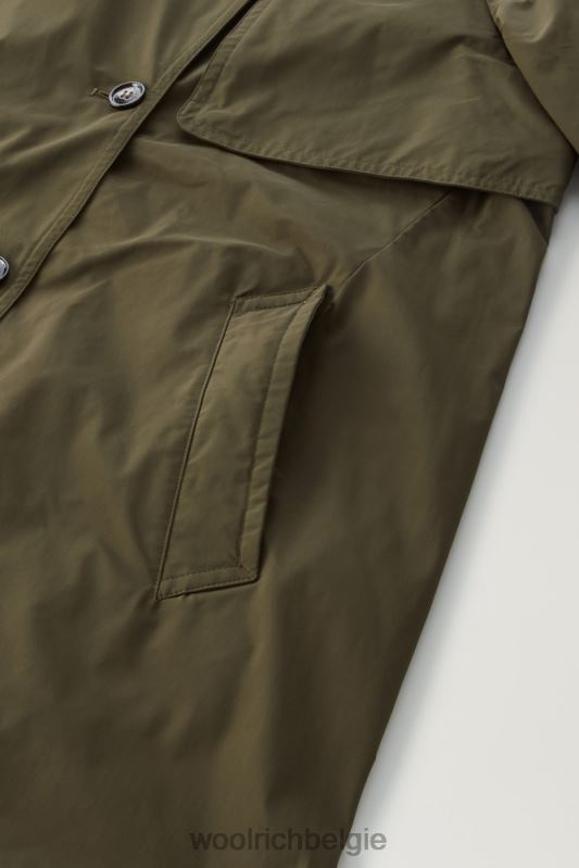 zomerse trenchcoat van urban touch-stof met tailleband Woolrich vrouwen 8TTN02 donkergroen kleding
