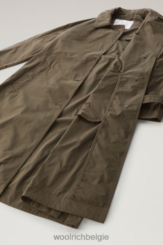zomerse trenchcoat van urban touch-stof met tailleband Woolrich vrouwen 8TTN02 donkergroen kleding