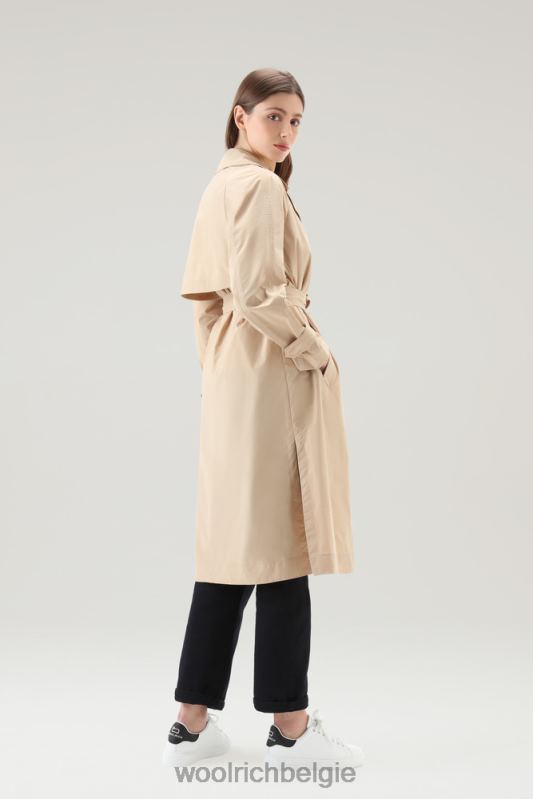 zomerse trenchcoat van urban touch-stof met tailleband Woolrich vrouwen 8TTN056 veer beige kleding