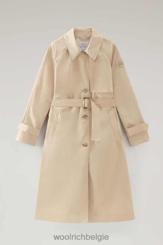 zomerse trenchcoat van urban touch-stof met tailleband Woolrich vrouwen 8TTN056 veer beige kleding