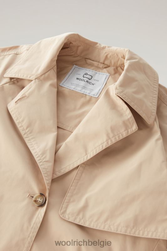 zomerse trenchcoat van urban touch-stof met tailleband Woolrich vrouwen 8TTN056 veer beige kleding