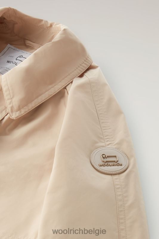zomerse trenchcoat van urban touch-stof met tailleband Woolrich vrouwen 8TTN056 veer beige kleding