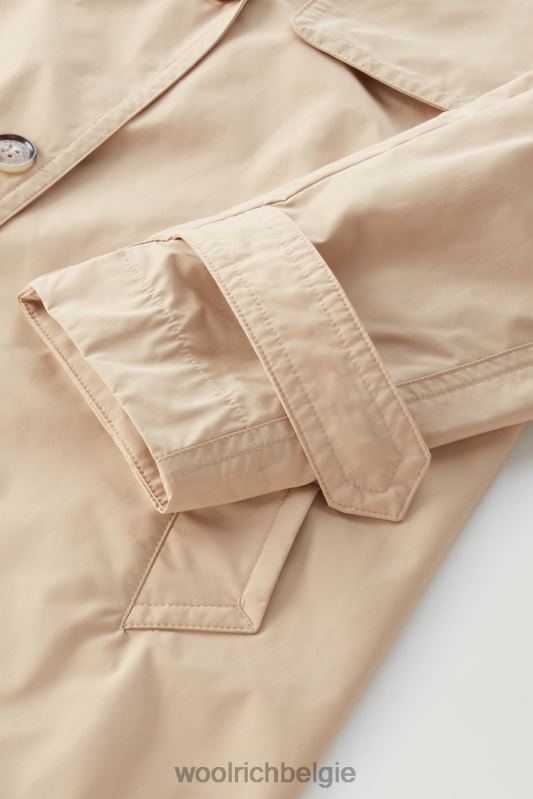 zomerse trenchcoat van urban touch-stof met tailleband Woolrich vrouwen 8TTN056 veer beige kleding