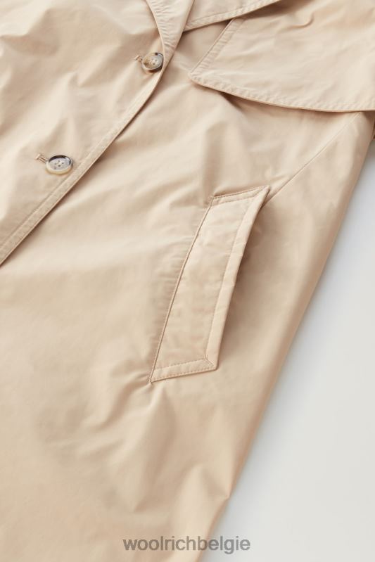 zomerse trenchcoat van urban touch-stof met tailleband Woolrich vrouwen 8TTN056 veer beige kleding