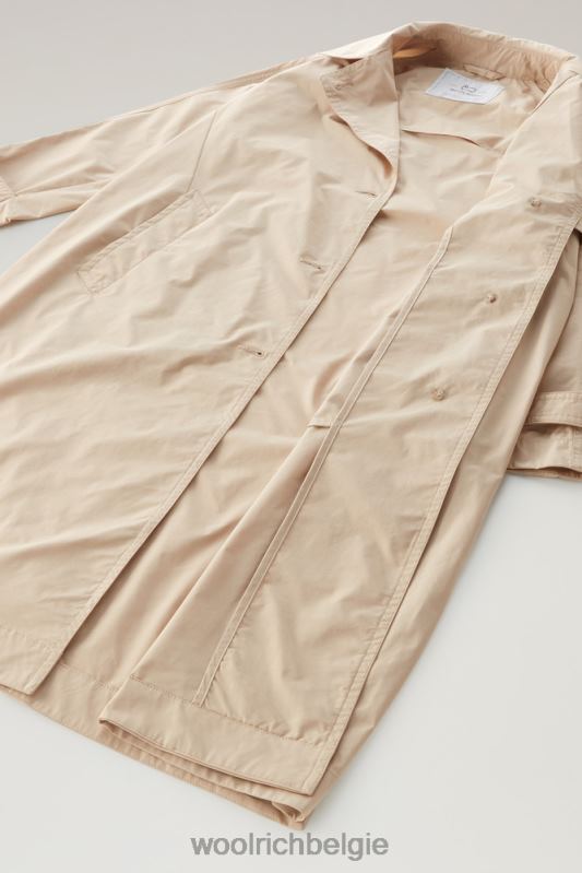 zomerse trenchcoat van urban touch-stof met tailleband Woolrich vrouwen 8TTN056 veer beige kleding