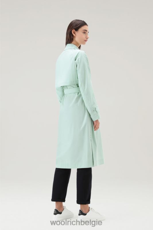zomerse trenchcoat van urban touch-stof met tailleband Woolrich vrouwen 8TTN062 haven groen kleding