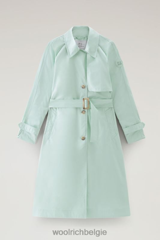 zomerse trenchcoat van urban touch-stof met tailleband Woolrich vrouwen 8TTN062 haven groen kleding