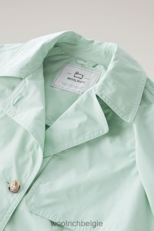 zomerse trenchcoat van urban touch-stof met tailleband Woolrich vrouwen 8TTN062 haven groen kleding