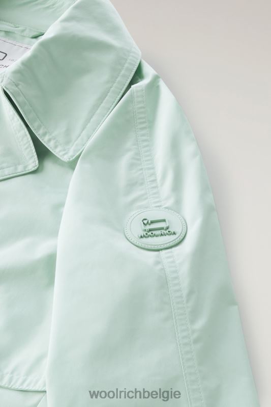 zomerse trenchcoat van urban touch-stof met tailleband Woolrich vrouwen 8TTN062 haven groen kleding