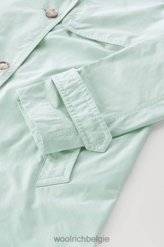 zomerse trenchcoat van urban touch-stof met tailleband Woolrich vrouwen 8TTN062 haven groen kleding