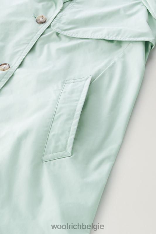 zomerse trenchcoat van urban touch-stof met tailleband Woolrich vrouwen 8TTN062 haven groen kleding