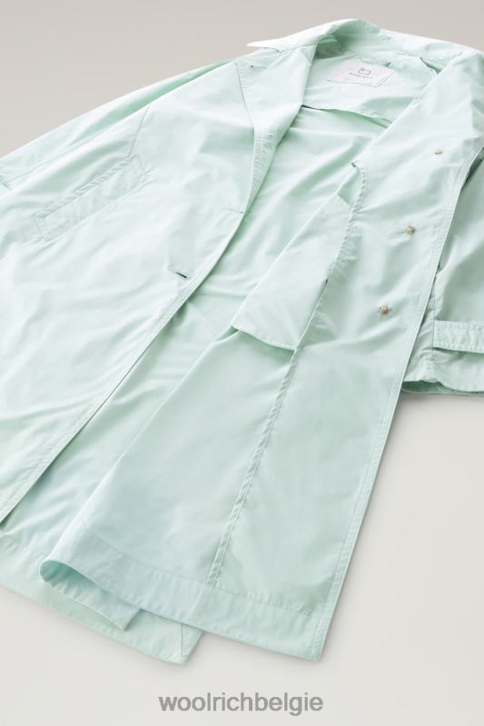 zomerse trenchcoat van urban touch-stof met tailleband Woolrich vrouwen 8TTN062 haven groen kleding