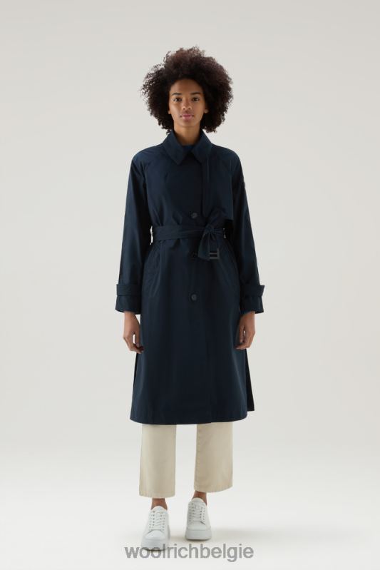 zomerse trenchcoat van urban touch-stof met tailleband Woolrich vrouwen 8TTN07 Melton blauw kleding