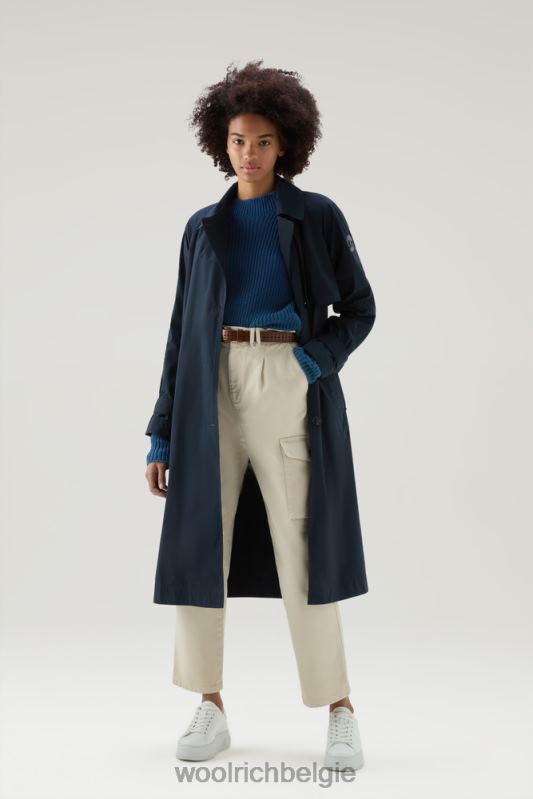 zomerse trenchcoat van urban touch-stof met tailleband Woolrich vrouwen 8TTN07 Melton blauw kleding