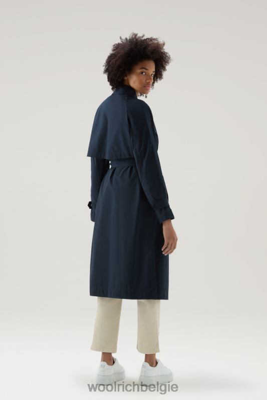 zomerse trenchcoat van urban touch-stof met tailleband Woolrich vrouwen 8TTN07 Melton blauw kleding