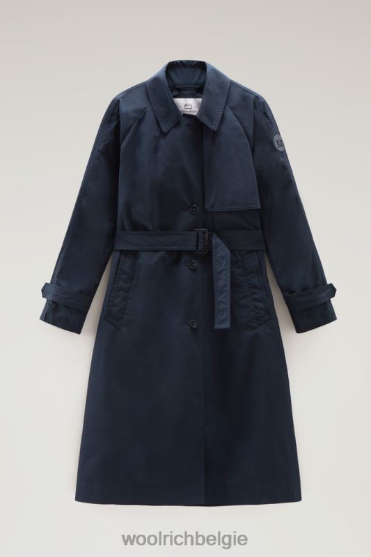 zomerse trenchcoat van urban touch-stof met tailleband Woolrich vrouwen 8TTN07 Melton blauw kleding