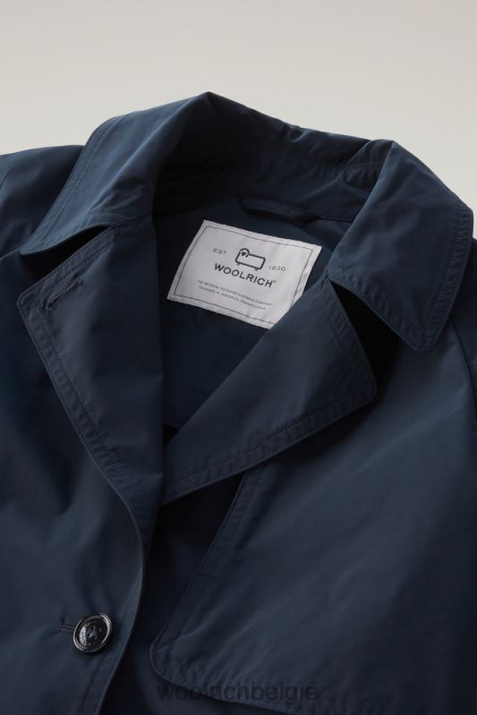 zomerse trenchcoat van urban touch-stof met tailleband Woolrich vrouwen 8TTN07 Melton blauw kleding