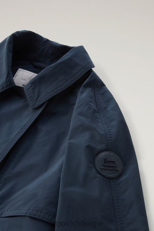 zomerse trenchcoat van urban touch-stof met tailleband Woolrich vrouwen 8TTN07 Melton blauw kleding