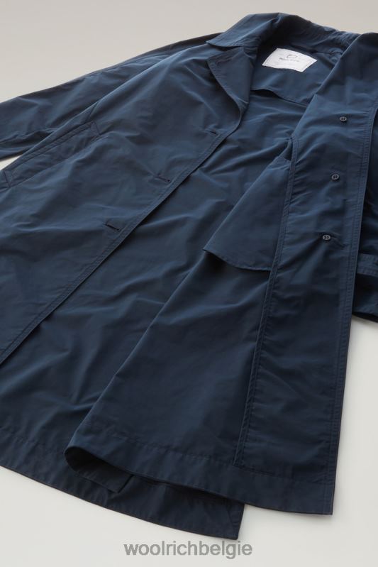 zomerse trenchcoat van urban touch-stof met tailleband Woolrich vrouwen 8TTN07 Melton blauw kleding